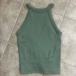 Free People Intimately Green Ribbed Crop Tank Top